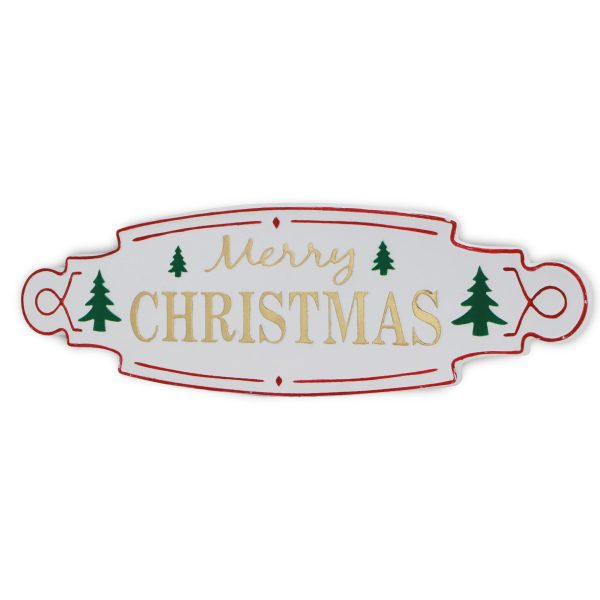 11  X 36  White Green and Red Merry Christmas Metal Wall Decor on Sale