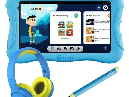 Contixo V10Plus Bundle, 7 inch Kids Learning Tablet with Headphone, Pre-loaded Teacher Approved Apps and Parent control by Contixo For Cheap