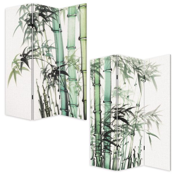 Three Panel Reversible Bamboo Art Room Divider Screen Cheap