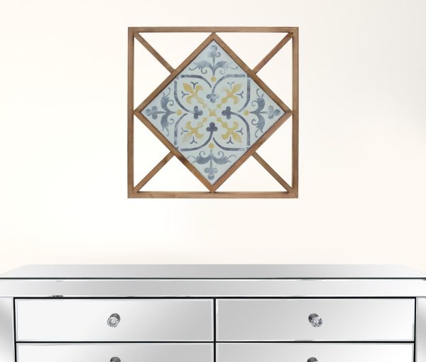 Set of Two 14  X 0  White Blue and Brown Floral Wood and Metal Framed Art on Sale