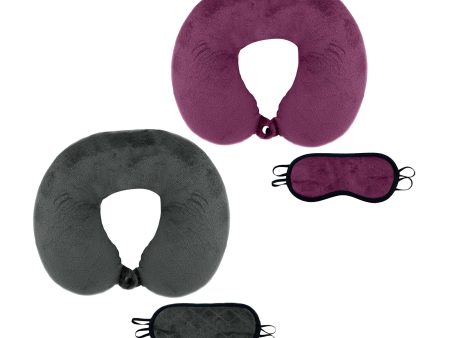 2 Memory Foam Travel Pillows with Sleep Masks – Ultimate Comfort for Couples on the Go by Pursonic Online