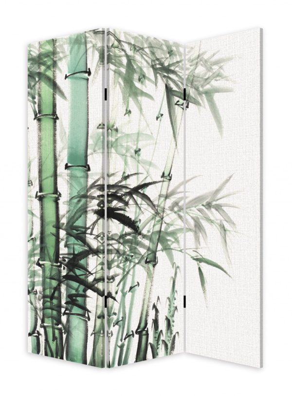 Three Panel Reversible Bamboo Art Room Divider Screen Cheap