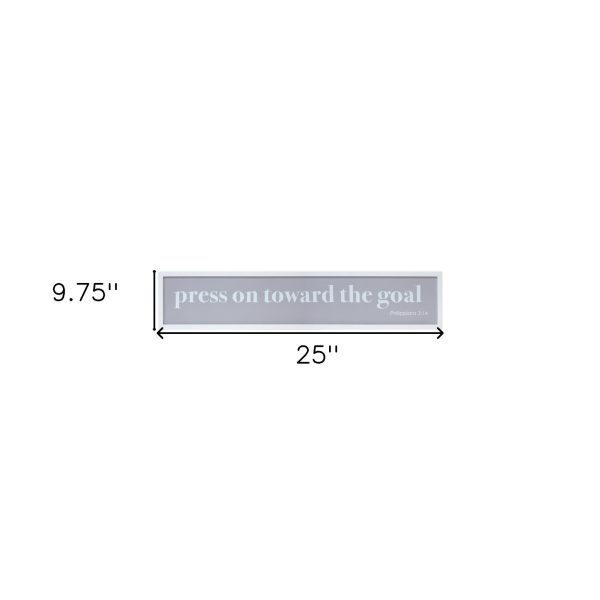 10  X 25  White and Gray Press On Toward The Goal Wall Decor Cheap