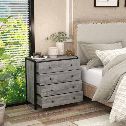 4-Drawer Dresser Modern Wooden Chest of Drawers for Bedroom Living Room-Gray For Discount