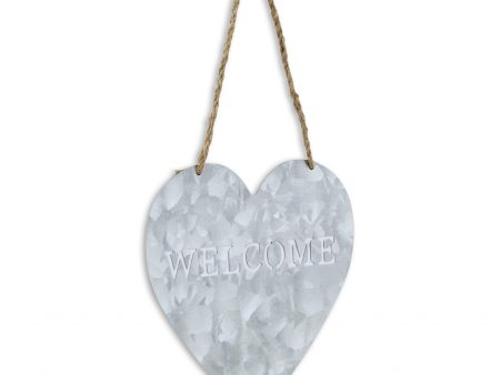 10  Gray Galvanized Metal Heart Shaped Welcome Wall Decor Fashion