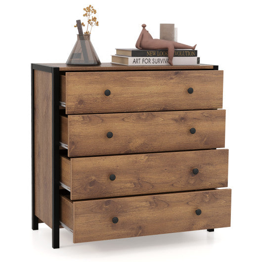 4-Drawer Dresser Modern Wooden Chest of Drawers for Bedroom Living Room-Oak Fashion