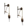 Set of Two 19  X 9  Brown and Silver Wood and Metal Hanging Dimensional Sculpture With Hooks Online Hot Sale