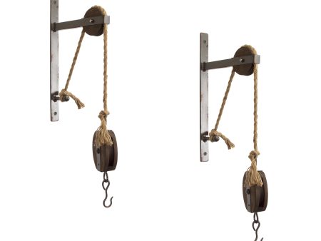 Set of Two 19  X 9  Brown and Silver Wood and Metal Hanging Dimensional Sculpture With Hooks Online Hot Sale