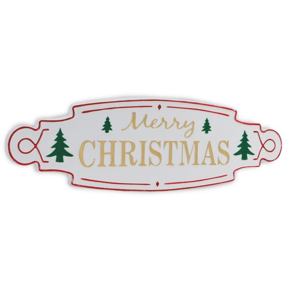 11  X 36  White Green and Red Merry Christmas Metal Wall Decor on Sale