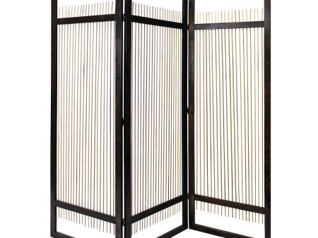 Light and Dark Rattan Three Panel Room Divider Screen Discount