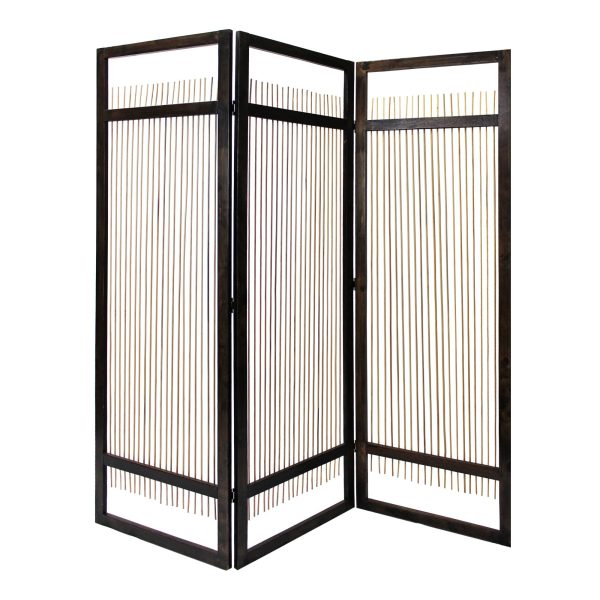 Light and Dark Rattan Three Panel Room Divider Screen Discount