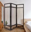 Light and Dark Rattan Three Panel Room Divider Screen Discount