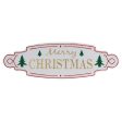 11  X 36  White Green and Red Merry Christmas Metal Wall Decor on Sale