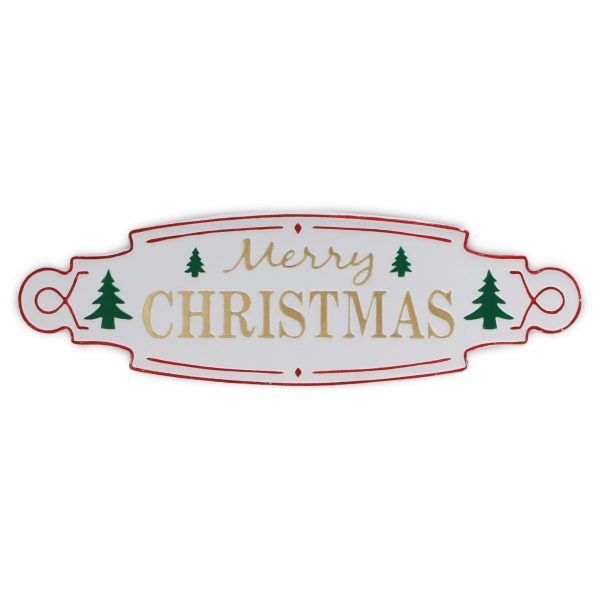 11  X 36  White Green and Red Merry Christmas Metal Wall Decor on Sale