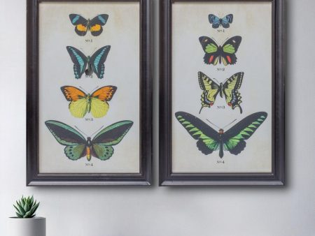 Set of Two 18  X 11  Black Blue and Green Butterfly Solid Wood Framed Art Online Sale